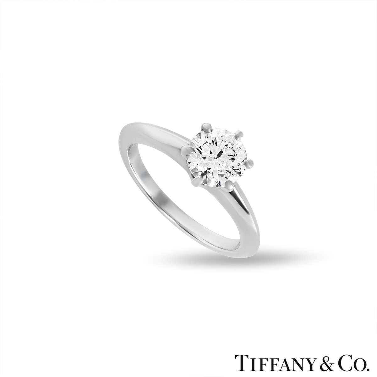 Tiffany & Co. Platinum Round Brilliant Cut Diamond Setting Ring 1.16ct I/VVS1 XXX